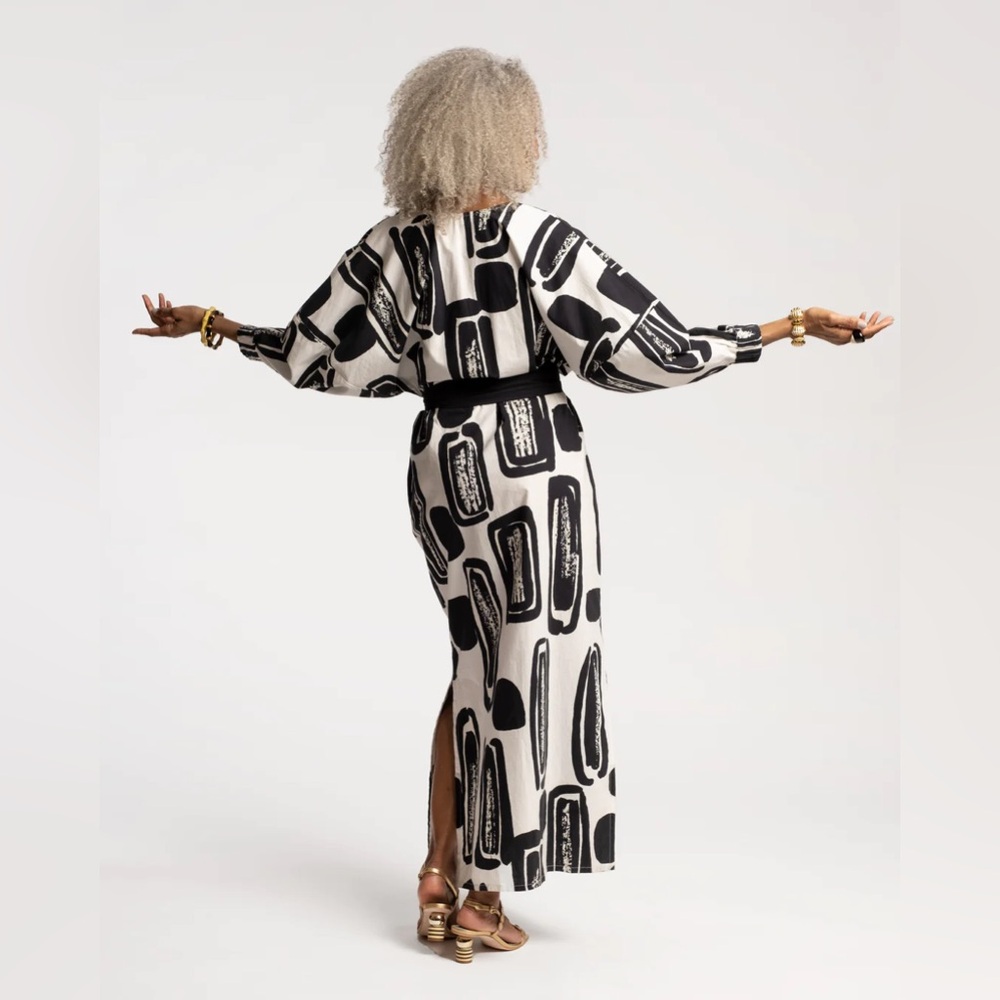 FRANCES VALENTINE Rosa Caftan Flintstone Oyster Black - Picture 9 of 9